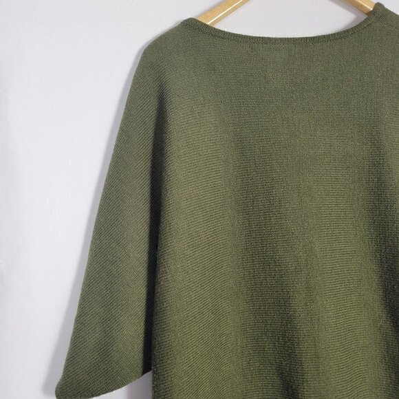 Kate & Mallory Elbow-Length Dolman Sleeve Green Fringed Hem Sweater Size XL - Picture 6 of 10